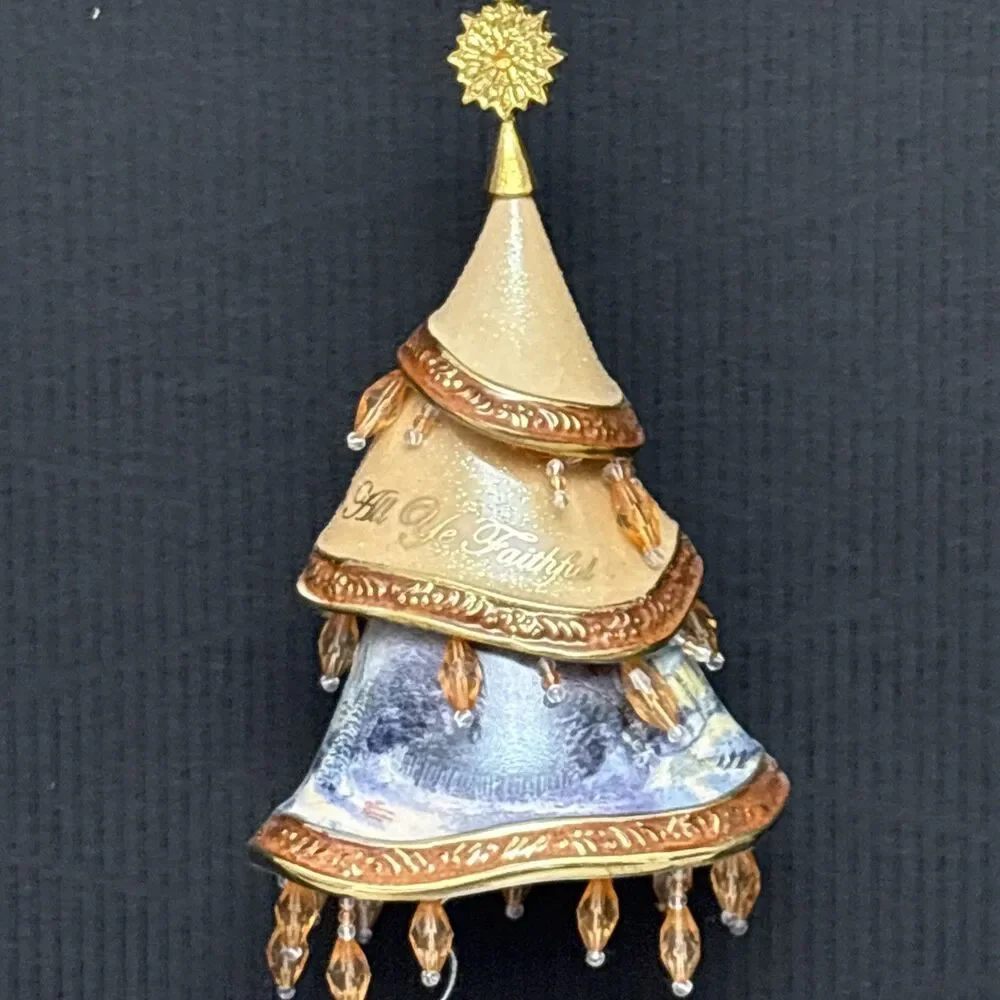 Thomas Kinkade Classic Ornaments, 2 Decorated Christmas Tree, Faithful, Holidays